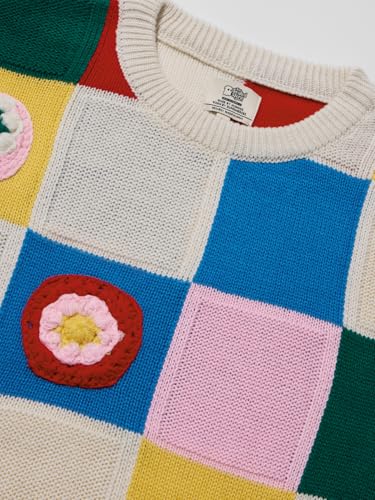 Image of The Souled Store Dahlia Women and Girls Long Sleeves Round Neck Multicolor Color Blocked Acrylic Oversized Sweaters