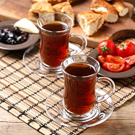 Image of PrimeWorld Jug Style Tea Coffee Glass with Handle-135ML Set of 12 Pieces Drinking Glass for Tea, Coffee, Water, Juice, iced Tea, hot Beverages | Perfect for Home, Restaurants and Parties