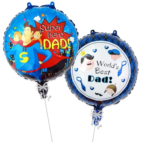 Image of Rozi Decoration Super Hero Father & World's Best Father Foil Balloons Set | Father's Day Decoration Balloons | Metallic Helium Balloons for Home, Party & Surprise Decor