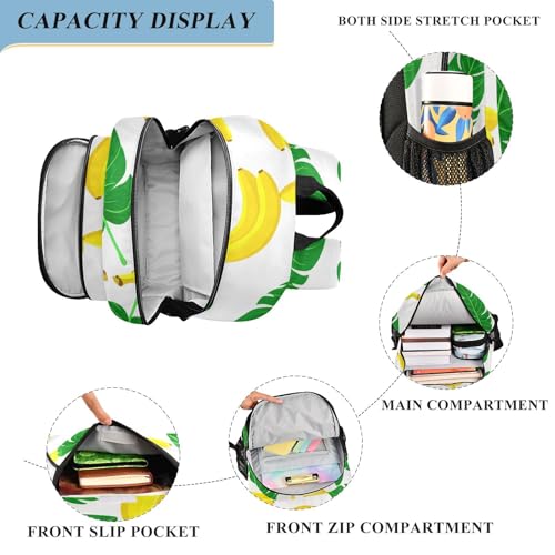DOMIKING Banana Leaves White Kids Backpack for Girls Boys School Backpack for Preschool Elementary Middle School Laptop Backpacks Bookbag for Toddler Travel Women Men4