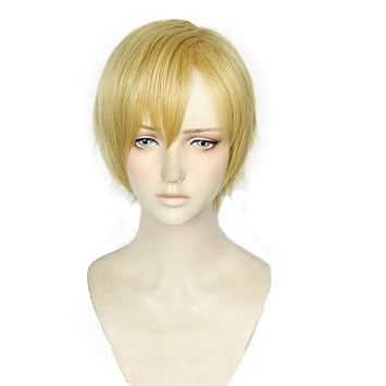 Blonde Short Anime Cosplay Wig Straight Christmas Halloween Wig