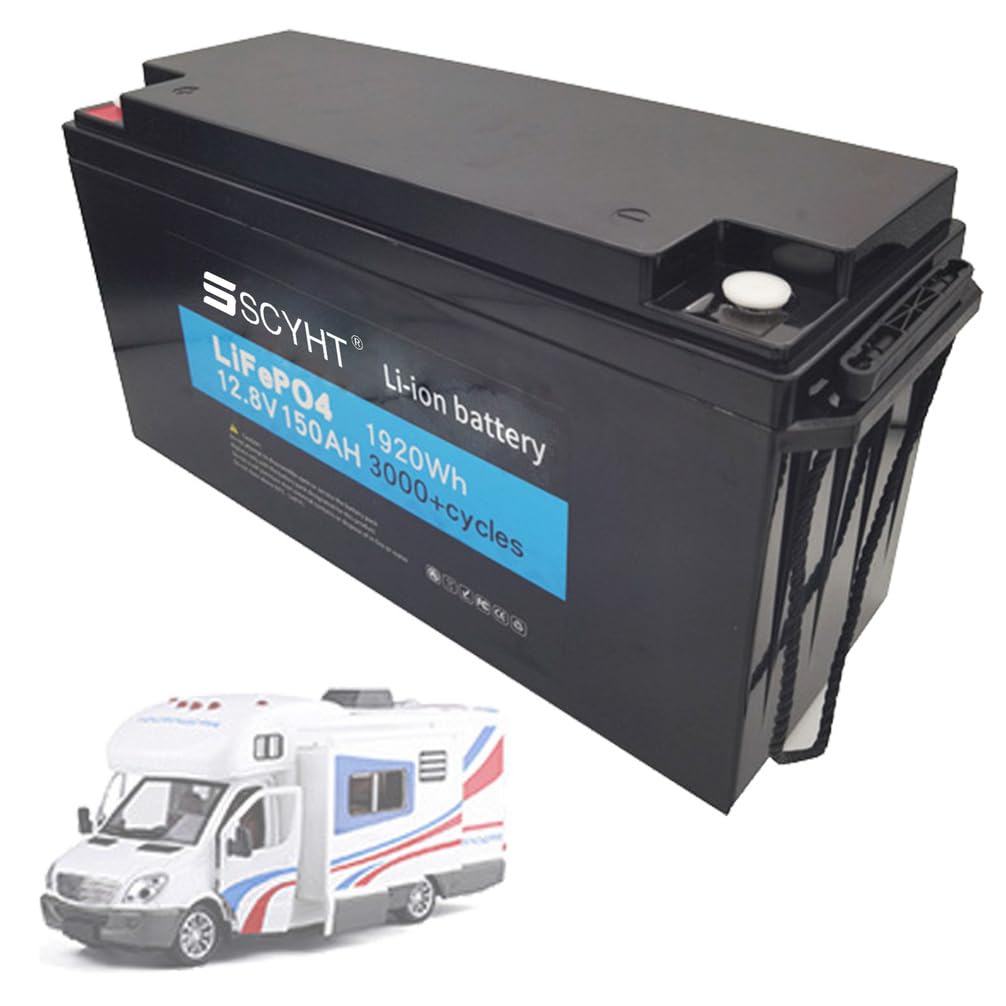 Batería LiFePO4 12,8 V Batería de Litio 150 Ah Baterías solares 12,8 V Baterías Recargables para carritos de Golf, energía Respaldo para Motores 250 W a 2000 W con BMS