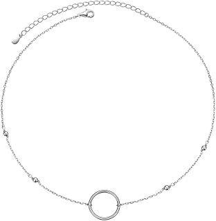 S925 Sterling Silver Dainty Simple Choker Necklace,Rolo Chain,Adjustable 13 inches to 16 inches