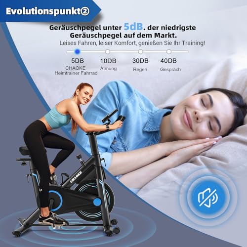 2025 NEU Heimtrainer Fahrrad mit App, CHAOKE Profi Ultra-Leiser Ergometer Heimtrainer mit Magnetwiderstand, Superweichem und Atmungsaktivem Sitz, Indoor-Hometrainer mit Y-Stabil-Basis, Bis 160KG – Bild 6