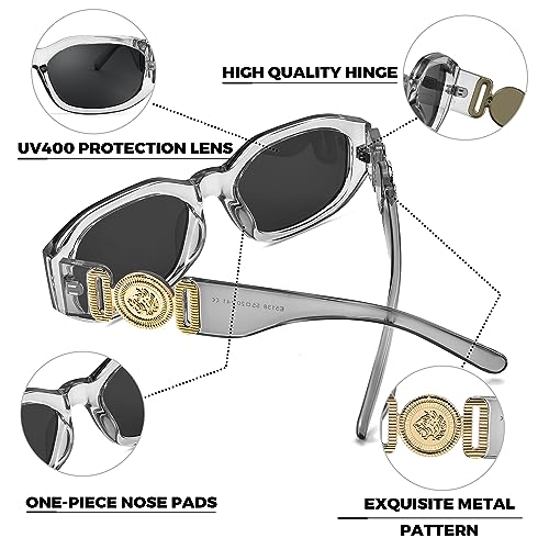 Image of FEISEDY Retro Trendy Rectangle Sunglasses Women Men Narrow Shades B2322 | |Vintage Shades |UV400 Protection |Blocks Glare |Women & Men |Comes With A Storage Case
