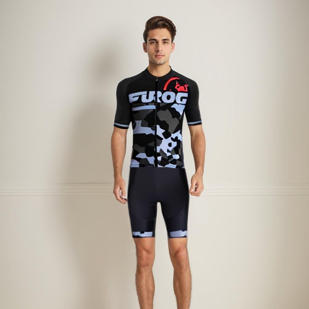 UGLY FROG ITDT Maillot à vélo pour Hommes, Set à Manches Courtes avec Shorts rembourrés en Gel 20D, Set de vêtements pour vélos de Montagne
