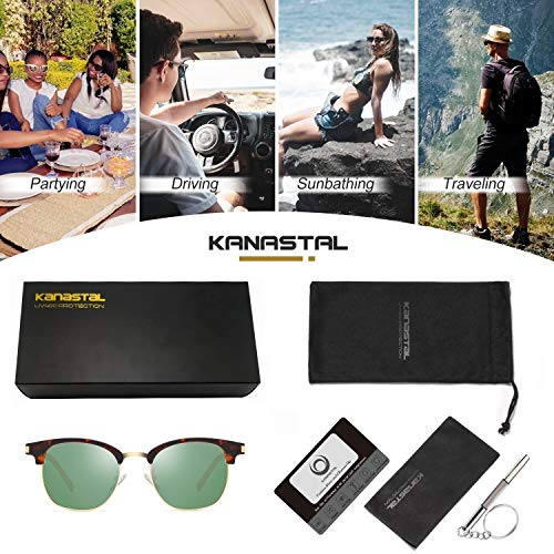 KANASTAL Óculos de Sol Polarizados Semi Aro Para Mulheres e Homens, Óculos de Sol Classic Retro ter