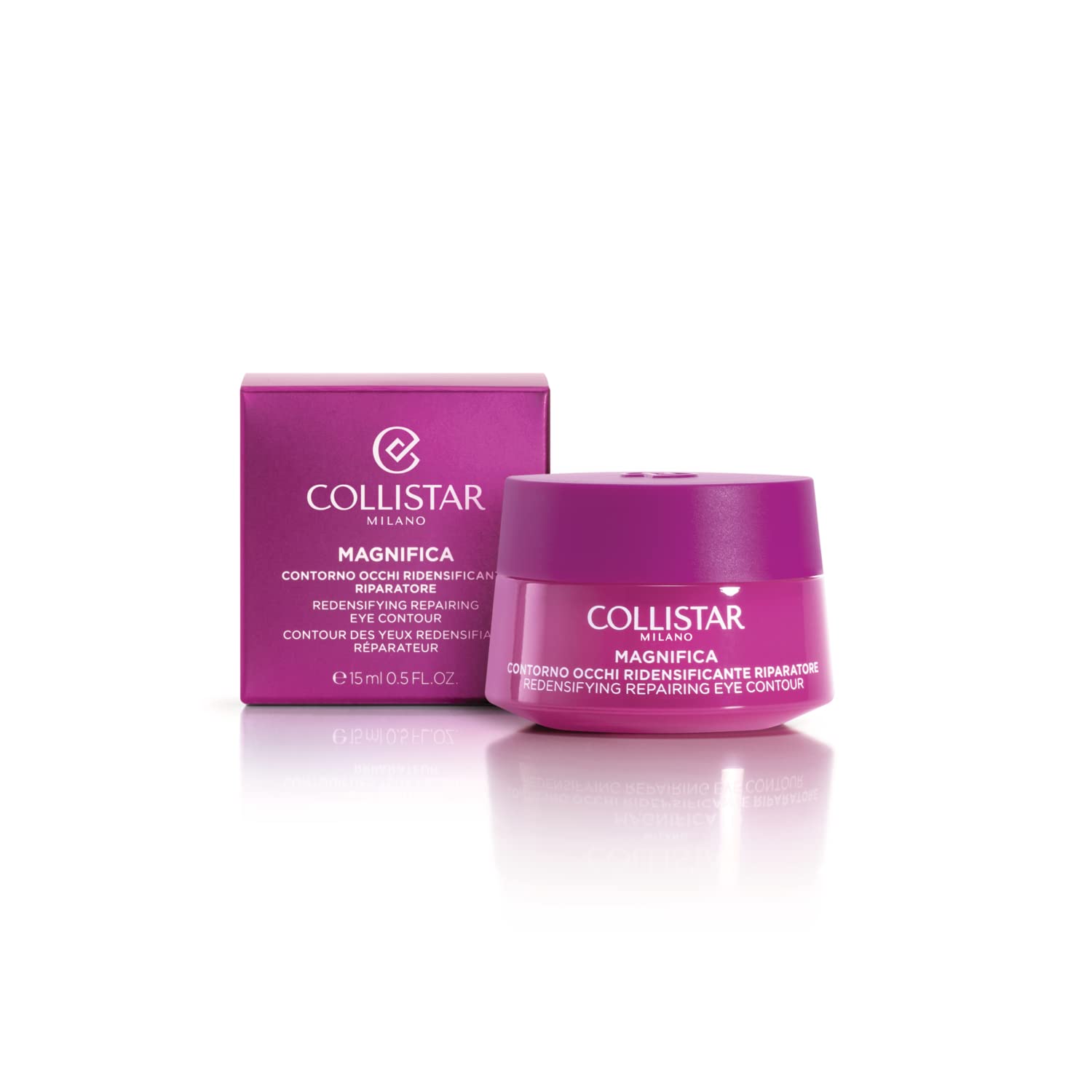 Collistar Magnifica contorno de ojos redensificante y reparador, crema rica y aterciopelada, ilumina la mirada y reduce las arrugas, bolsas y ojeras, sin silicona, apto también para pieles sensibles,