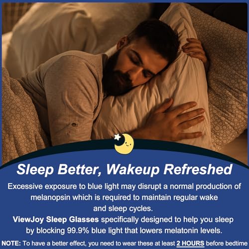 Image of ViewJoy Sleep Glasses 99.9% Blue Light Glasses Dual AR Coatings Amber Orange Lens for Computer Gaming Reduce Eyestrain