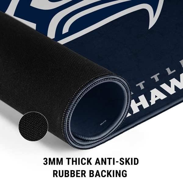 Skinit Medium Gaming Mouse Pad - Officially Licensed Seattle Seahawks Distressed Design with Stitched Edges, Waterproof, Non-Slip Rubber Base, Desk Mat for Keyboard & Mouse, 17.7" x 15.75" inches