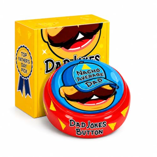 FUPLEE TOYS Dad Joke Talking Button for Fathers Day, 120+ Funny Dads Joke, Dad Talking Button Gag Gifts for Men, Husband, Stepdad, Grandad, Birthday Gift – Red