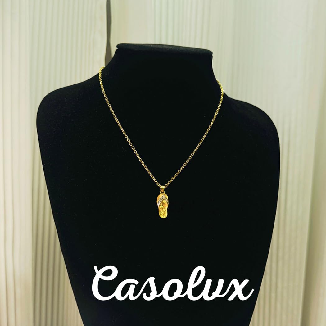 Flip Flops Necklace Gold Shoes Pendant Necklace Slipper Necklace Hawaiian Flip-Flop sandals Necklace Jewelry for Women - Image 7