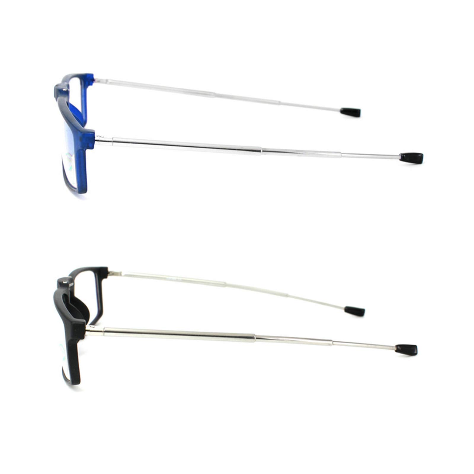 KoKoBin 2 pezzi Pieghevole Anti Luce Blu Occhiali da Lettura Per uomo e donna con fionda specchio telescopico gambe con una scatola portatile Per viaggiare +2.0