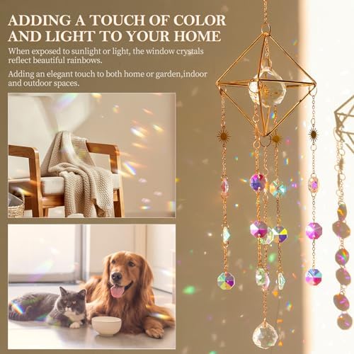 JADVY 310 Pcs DIY Crystal Sun Catchers Indoor Window, Hanging Prism Suncatcher for Window, Gold DIY Suncatcher Kit, Glass Crystal + Alloy Accessories Sun Catcher Crafts for Adult, DIY for Mom… - 3