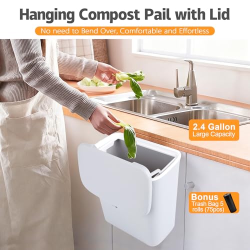 Caneca de Compostaje 9L con Tapa y Bolsa Gris miniatura 4