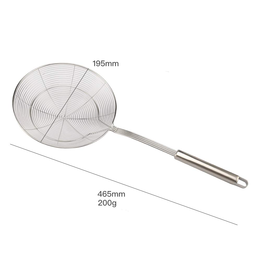 Super Leader Set of 3 Stainless Steel Skimmer Spider Strainer,Swify Stainless Steel Asian Strainer Ladle Frying Spoon with Handle for Kitchen Deep Fryer, Pasta, Spaghetti, Noodle