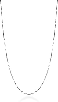 Solid 925 Sterling Silver Italian 1mm Box Chain Necklace for Women Men, Made in Italy