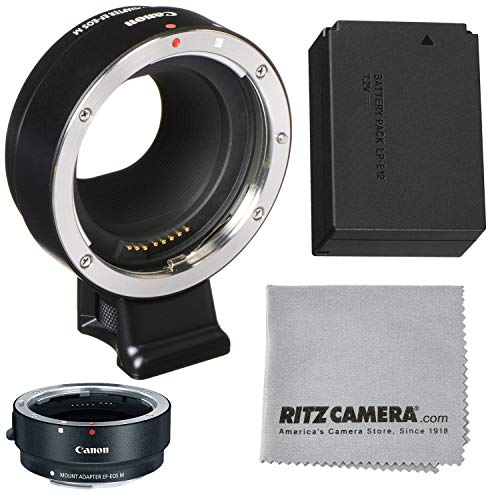 Canon EOS M Mount Adapter for EF/EF-S Lenses +LP-E12 Battery + Lens Cleaning Cloth