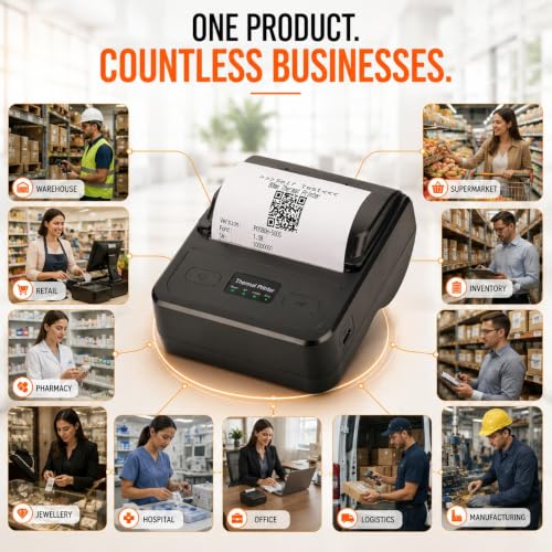 Image of PSF310 80mm 3inch Mobile Billing Printer | Fast Clear Thermal Printing for Retail, Restaurant, Warehouse & Delivery | Bluetooth + USB | Portable | Android, iOS & Windows Compatible