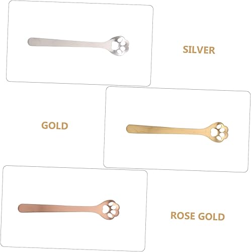 Miniatura 5 de Cabilock 3 cucharas de café de acero inoxidable, mini cuchara hueca para gato, cucharaditas, cuchara de helado, cuchara de revolver para pasteles,