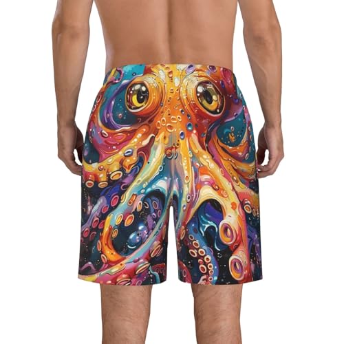 Men's Quick Dry Swim Shorts Octopus Underwater Marine Life Psychedelic Colorful Beach Trunks with Pockets2