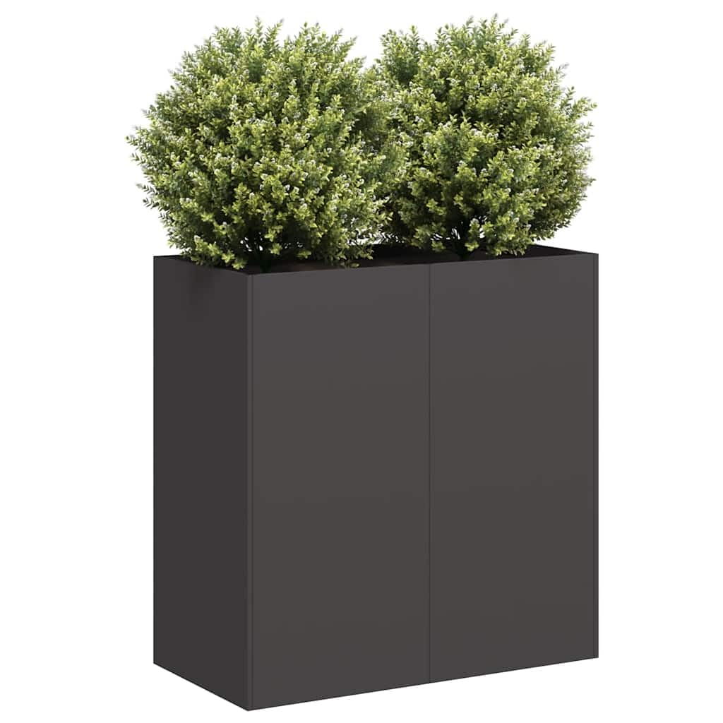 Vaso per piante, 80 x 40 x 80 cm, in acciaio laminato a freddo, per giardino, balcone, esterno, fiori, erbe, cactus, orchidee, bonsai, coltivazione con vassoio di drenaggio