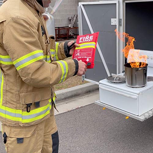 Alorva - 2 x Fire Blankets with Silicone-Coated Fiberglass Cloth for Rapid Fire Suppression – Hi-Viz, 40 x 40 inch – Reinforced Stitching for Max Protection – Firefighter Designed and Tested