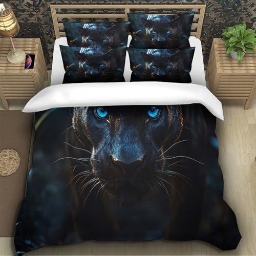 Imprimé 3D Panthère Noire Housse de Couette 140x200 microfibre - 5