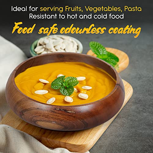 Lavaux Designs Wooden Bowls For Food | Set Of 4 Individual Acacia Wood Bowls 8 X 2 Inches (25 Oz) | Enjoy Your Salad, Pasta, Rice, Acai, Smoothie, Soup, Fruits, Snacks #TOP1