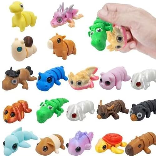 EliphonTowne 18 mini animales 3D – Juguetes creativos de figuras en espiral impresas, gatos y huevos de dragón, ideal para niños como minifiguras de animales flexibles en el calendario de Adviento o