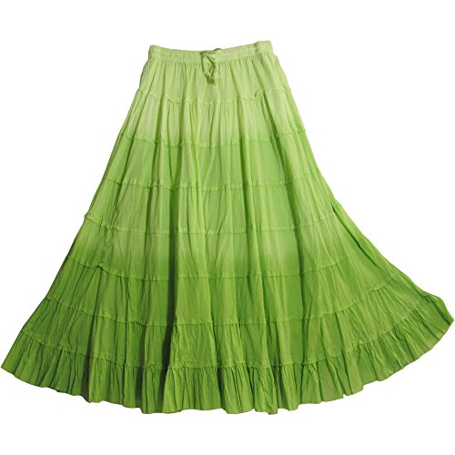 Yoga Trendz Missy Plus Bohemian Gauze Cotton Tiered Crinkled Broomstick Long Skirt Ombre