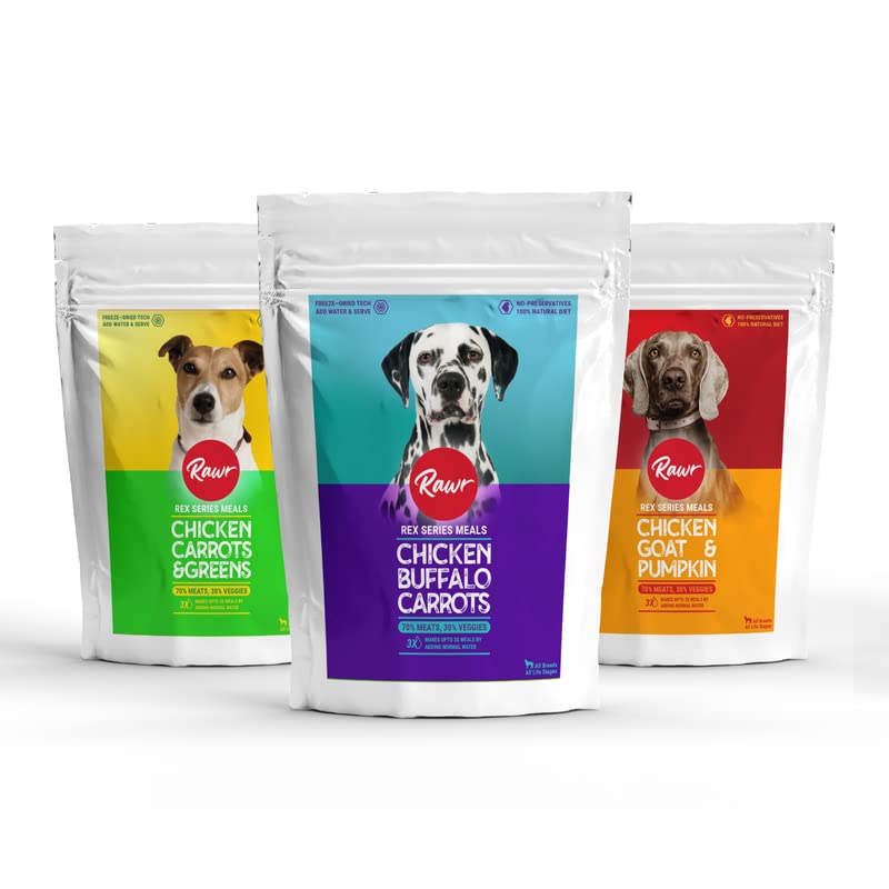 Rawr4Dogs Freeze-Dried Dog Food | Rex Series | 3 Recipe Combo | 500gms Makes 1.5Kg by Adding Water (B0BVRNZPZF) Amazon Price History, Amazon Price Tracker