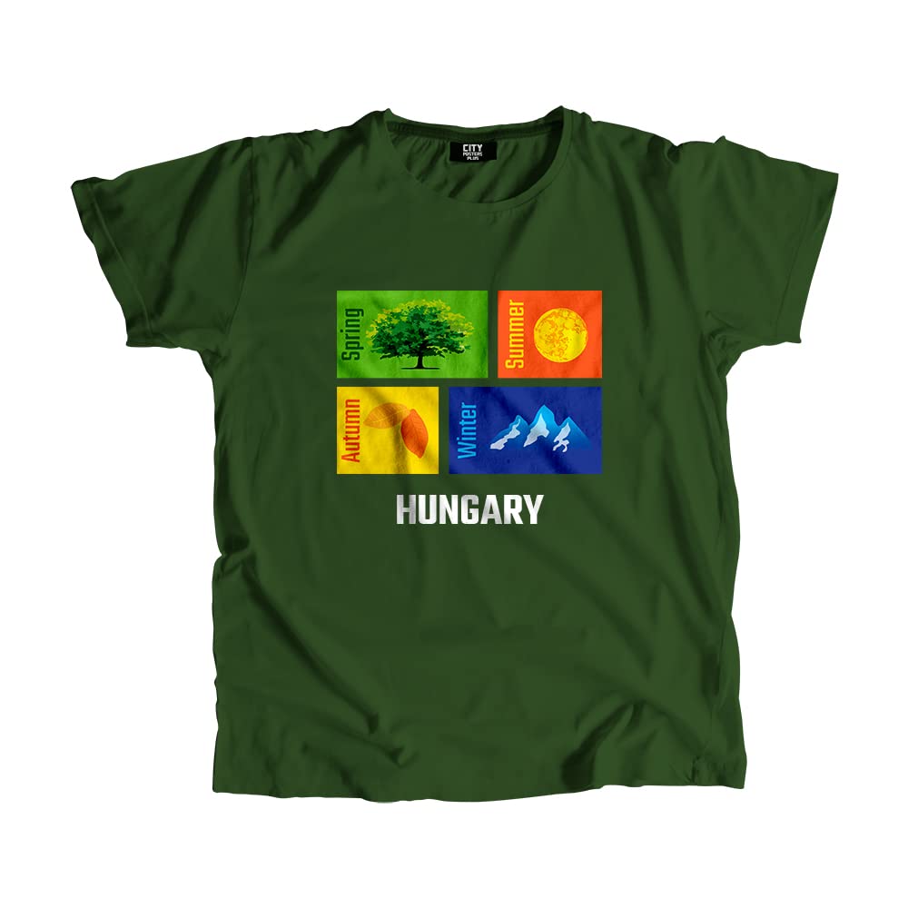 CITY POSTERS PLUSHUNGARY Seasons Unisex T-Shirt (Olive Green)