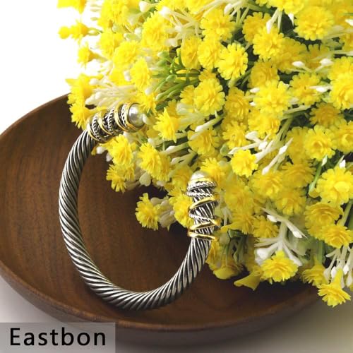 Twisted Cable Bracelet with Composite Shell Pearl 6" Antique Cuff Bracelets for Women4