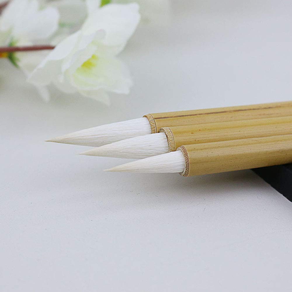 Bai Yun 白云 Handmade Chinese Calligraphy Writing Ink Painting Bamboo Brush Mao Bi 毛笔 for Learners (Set)