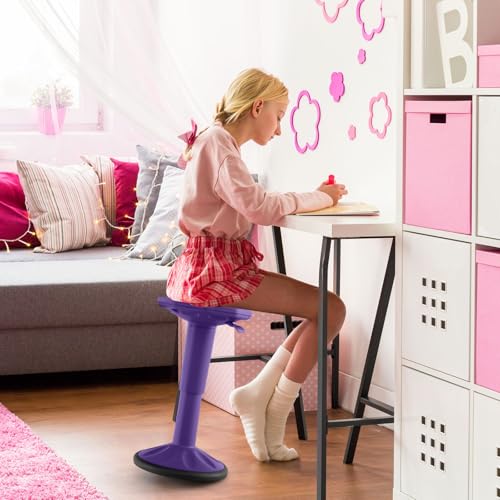 Image of S AFSTAR Ergonomic Wobble Stool, Kids Active Motion Stool w / 16 inch- 23.5 inch Adjustable Height, 245 LBS Weight Capacity, 360-Degree Wiggle Chairs Kids Wobble Chair for Classroom Preschool (Purple)