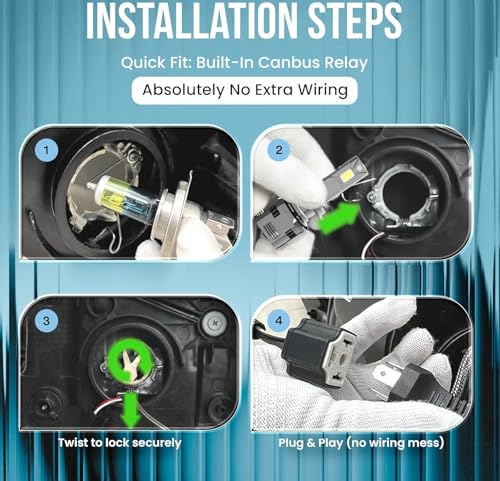 Image of ELTRON TURBO Imported With 2 Years Warranty H4 Socket Suitable Car Models 24,000 Lumens Super Bright LED Headlight Cooling Fan Conversion Kit 6000K Color Temprature, (Pack of 2, 200W, DC12-24V, White)