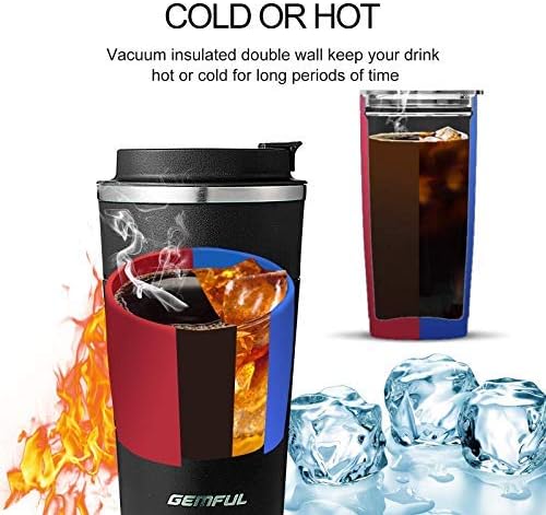 GEMFUL Travel Mug Thermal Double Walled Stainless Steel Leakproof Coffee Cup for Hot & Cold Drinks 510ml/18oz - Image 4