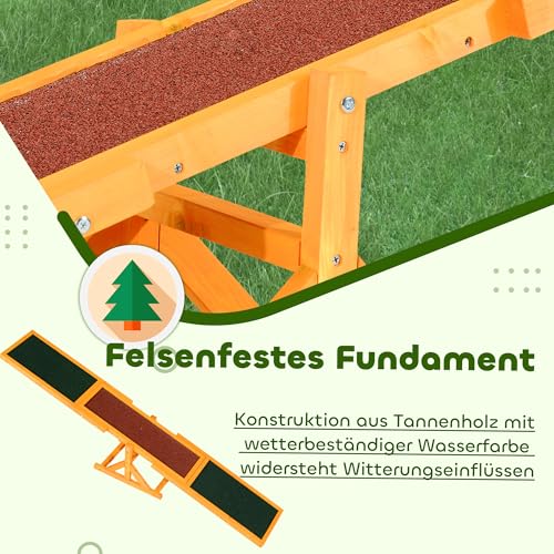 PawHut Hundewippe Hunde Agility Wippe Holz Welpenspielzeug Agility Training Hundesport für große Hunde Natur 180 x 30 x 30 cm