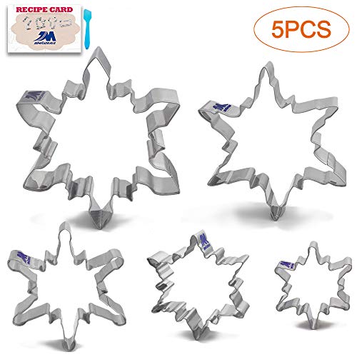 Ausstechformen Schneeflocke Set 5-teilig Schneeflocken Ausstecher Fondant Ausstecher Set für Weihnachten Kekse Backen Kinder Edelstahl