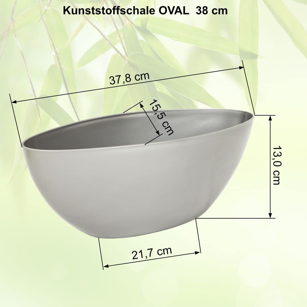 MePla - 2 Stück Schale OVAL - wetterfestes Pflanzgefäß - UV-beständiger Blumenkübel - Pflanzschale - Schale - L 38 cm - grau