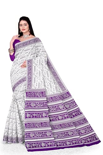 Image of TAMAIRA FASHION Mulmul Pure Cotton Saree For Woman Warli Printed|Office Wear Daily Wear Sarees For Women Without Blouse Piece(Available in 19 Colours)