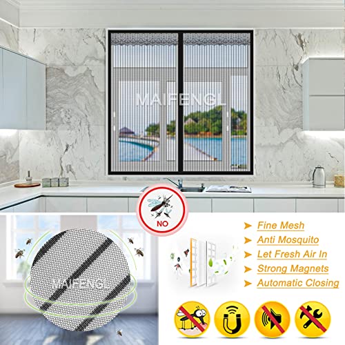 image for MAIFENGL Magnetic Window Screen, Heavy Duty Mesh Curtain with Full Fra