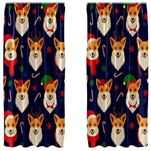 Cortinas opacas de perro Corgi de 55 x 84 pulgadas para ventanas de salón 2