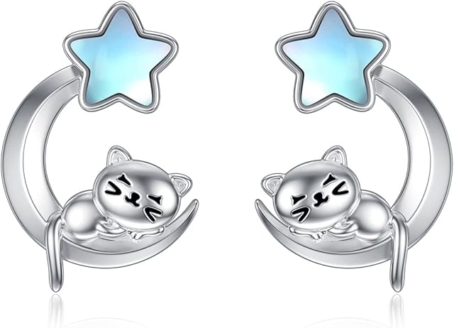 VONALA Animal Earrings 925 Sterling Silver Puppy Dog/Butterfly with Flower/Bunny/Elephant Flower Mushroom Drop Earrings for Women Girls