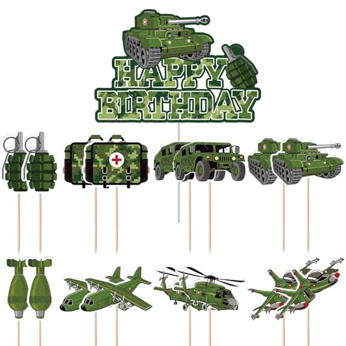 17 decorazioni per torte mimetiche, decorazioni militari, accessori per feste di compleanno, accessori per feste, cupcakes, temi mimetici, accessori per torte di compleanno