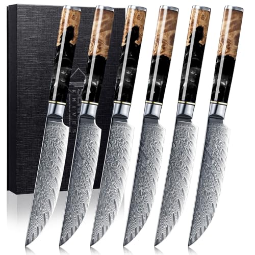 SENKEN Black Tsunami Damascus Knives (Set of 4)