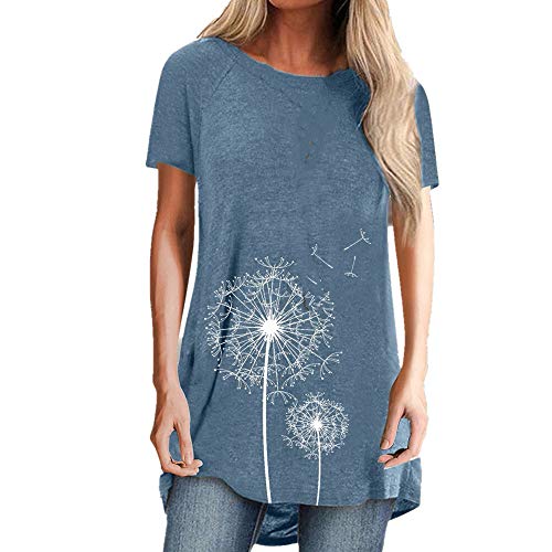N\P Verano De Las Mujeres Camisetas Impreso M�s El Tama�o De Cuello Redondo De Manga Corta Se�ora Casual Tops Sueltos