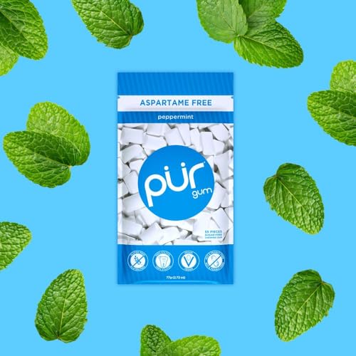 Image of PUR Gum | Aspartame Free Chewing Gum | 100% Xylitol | Natural Peppermint Flavored Gum, 55 Pieces (Pack of 2)