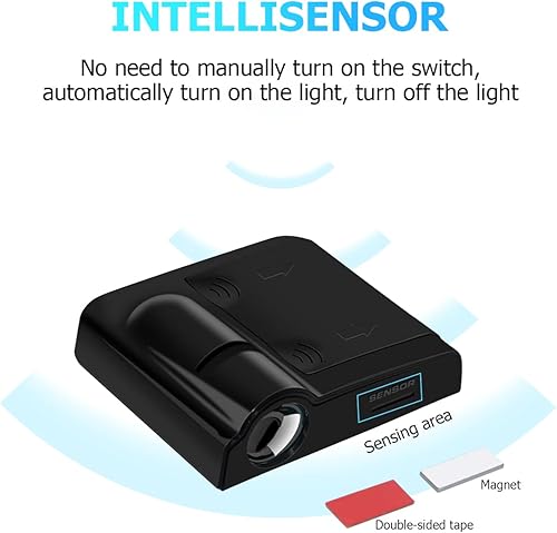 Miniatura 4 de 2 Piezas Luces de Puerta de Coche Proyector de Logo, Luz LED Inalámbrica de Puerta de Coche Pegable de Bienvenida y Cortesía, Lámpara de Bienvenida